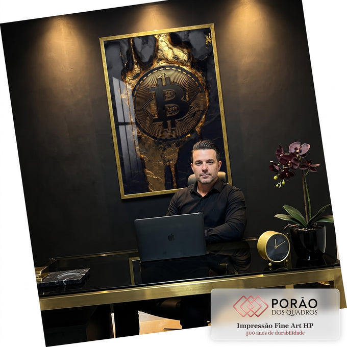 Quadro Decorativo O Poder do Bitcoin em escritorio moderno - quadros decorativos para sala