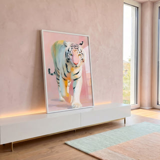 Quadro Decorativo Tigre Moderno em ambiente decorado - quadros decorativos para sala