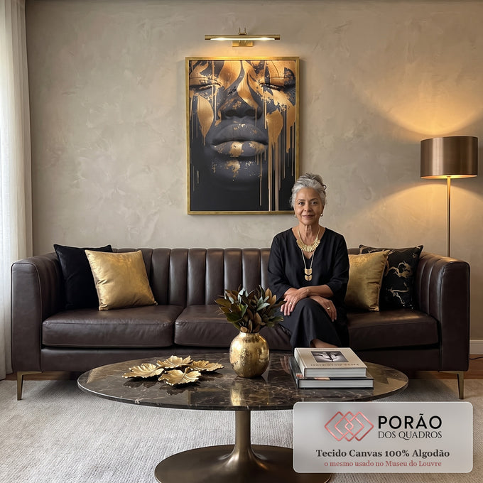 Quadro Decorativo Oro e Serenidade em sala de estar moderna - quadros decorativos para sala