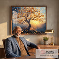 Quadro Decorativo Árvore da Vida Inspiração Sobre O Nascimento Do Sol em escritorio moderno - quadros decorativos para sala