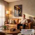 Quadro Decorativo Retrato Majestoso do Leão em sala de estar moderna - quadros decorativos para sala