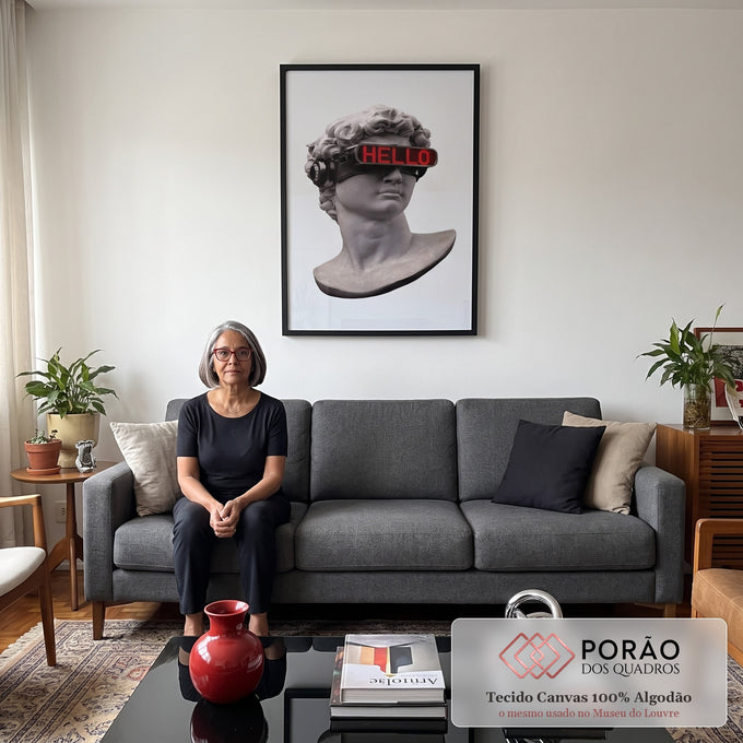 Quadro Decorativo Conexão Moderna: Beleza em Prateado em sala de estar moderna - quadros decorativos para sala