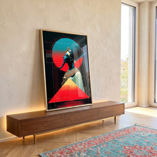 Quadro Decorativo Majestade Azul: Egípcio Moderno em ambiente decorado - quadros decorativos para sala