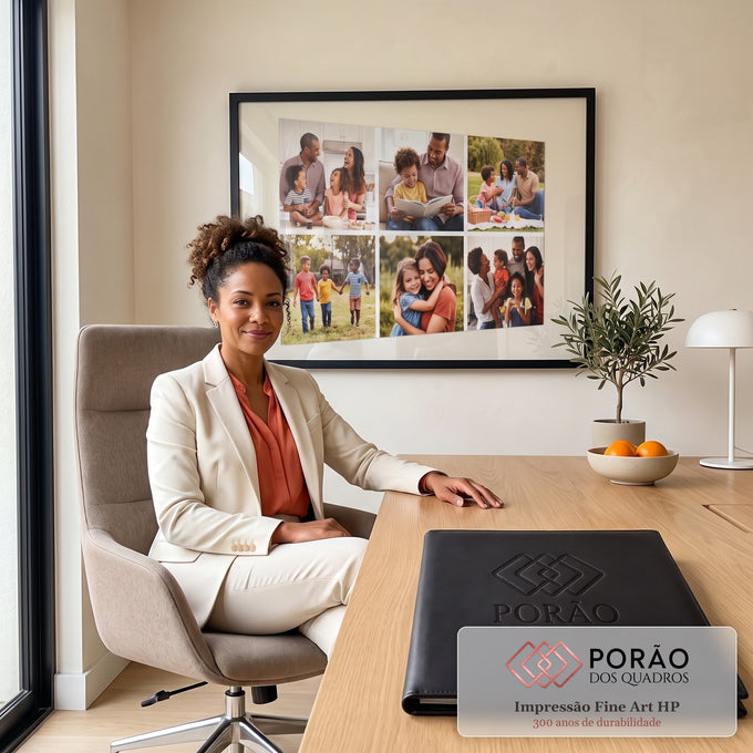 Montagem de Fotos Personalizada em escritorio moderno - quadros decorativos para sala