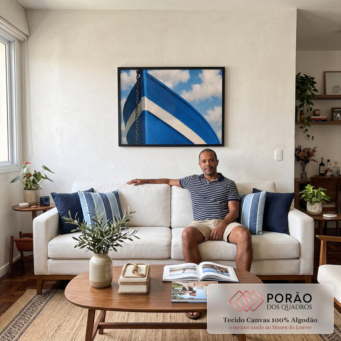 Quadro Decorativo Navegação Tranquila Marítima em sala de estar moderna - quadros decorativos para sala