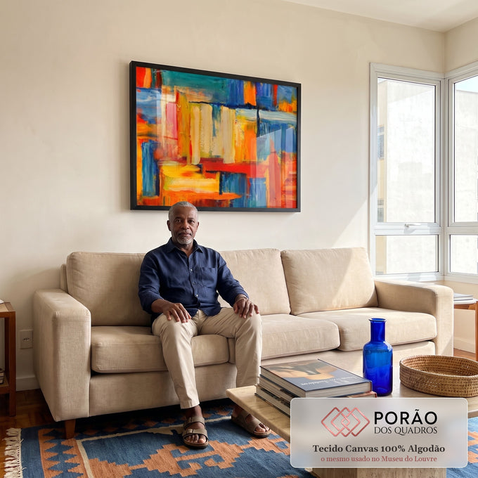 Quadro Decorativo O Encanto do Abstrato: Uma Jornada Visual em sala de estar moderna - quadros decorativos para sala