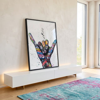 Quadro Decorativo: Silhueta do Paraíso ao Entardecer em ambiente decorado - quadros decorativos para sala