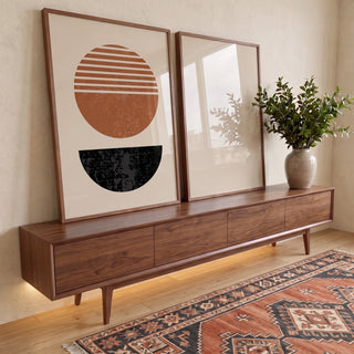 Quadro Decorativo: Geometria Abstrata Vibrante em ambiente decorado - quadros decorativos para sala