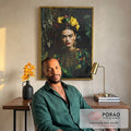 Quadro Decorativo Frida Encantadora com Folhagens em escritorio moderno - quadros decorativos para sala