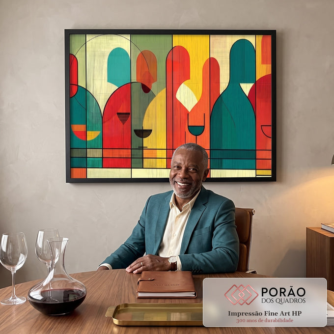 Quadro Decorativo Abstrato Vibrante Energia das Conexões em escritorio moderno - quadros decorativos para sala