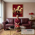 Quadro Decorativo Cavalos em Dourado em sala de estar moderna - quadros decorativos para sala