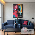 Quadro Decorativo Confronto Épico entre Morcego e Aranha em sala de estar moderna - quadros decorativos para sala