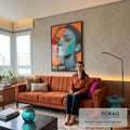 Quadro Decorativo Retrato em Formas Contemporâneas em sala de estar moderna - quadros decorativos para sala