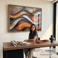Quadro Decorativo Abstrato em Tons Marrons em escritorio moderno - quadros decorativos para sala