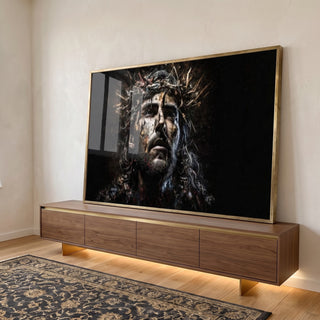 Quadro Decorativo Expressão Divina - Toque Celestial em ambiente decorado - quadros decorativos para sala
