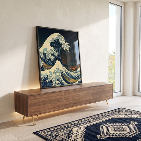 Quadro Decorativo Abstrato Onda de Impacto em ambiente decorado - quadros decorativos para sala
