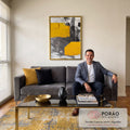 Quadro Decorativo: Ousadia em Amarelo e Preto em sala de estar moderna - quadros decorativos para sala