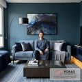 Quadro Decorativo A Magia do Cosmos Azul em sala de estar moderna - quadros decorativos para sala