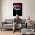 Quadro Decorativo Lótus Rosa Serenidade em sala de estar moderna - quadros decorativos para sala