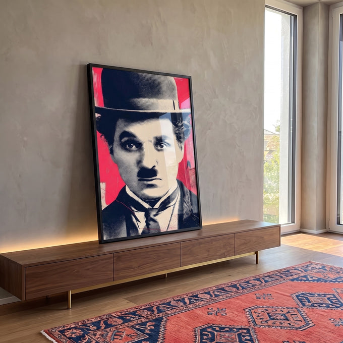 Quadro Decorativo Charlie Chaplin Moderno em ambiente decorado - quadros decorativos para sala