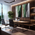Quadro Decorativo Abstração Verde: Modernidade e Paz - quadros decorativos 2 Telas, Abstratos e Geométricos - em escritorio elegante