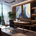 Quadro Decorativo Essencial: Mosaico em Azul e Ouro - quadros decorativos para sala 2 Telas, abstrato - em quarto contemporaneo