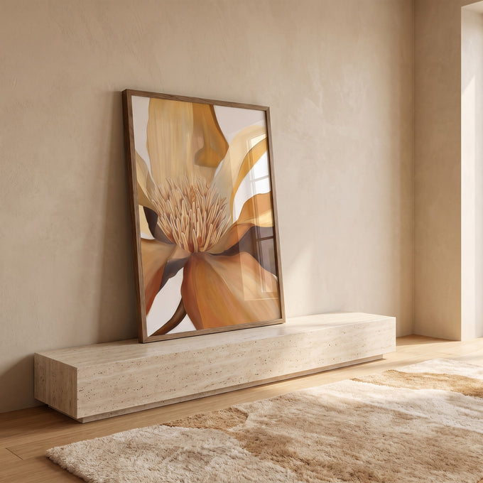 Quadro Decorativo Flor Nórdica: Elegância Única em ambiente decorado - quadros decorativos para sala