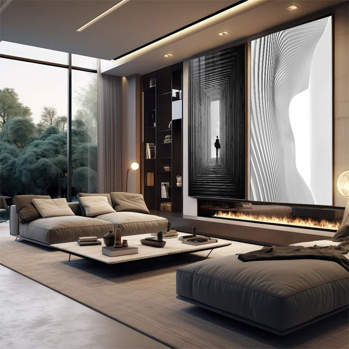 Quadro Decorativo: Encanto da Luz Entre Sombras - quadros decorativos para sala 2 Telas, arte abstrata - em quarto contemporaneo