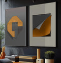 Quadro Decorativo: Viagem Abstrata nas Cores - quadros decorativos para sala 2 Telas, Abstratos e Geométricos - em ambiente decorado