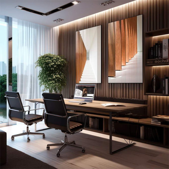 Quadro Decorativo Elegância Sutil: Beleza Minimalista - quadros decorativos para sala 2 Telas, arquitetura - em living room premium