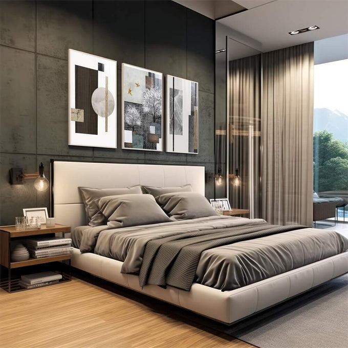 Quadro Decorativo: Inspiração e Paz Interior - quadros decorativos 1 Tela Vertical, 3 Telas - em escritorio elegante