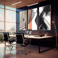 Quadro Decorativo: Arquitetura Abstrata e Design Único - quadros decorativos 1 Tela Vertical, 3 Telas - em sala moderna