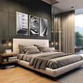 Quadro Decorativo Abstração Urbana: Modernidade em Preto e Branco - quadros decorativos 1 Tela Vertical, 3 Telas - em escritorio elegante