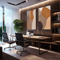 Quadro Decorativo: Tons Terrosos que Inspiram Arte - quadros decorativos 2 Telas, abstrato - em escritorio elegante