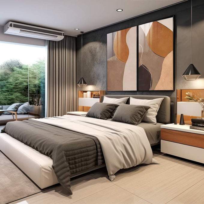 Quadro Decorativo: Tons Terrosos que Inspiram Arte - quadros decorativos para sala 2 Telas, abstrato - em living room premium