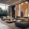 Quadro Decorativo: Tons Terrosos que Inspiram Arte - quadros decorativos 2 Telas, abstrato - em sala moderna