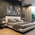 Quadro Decorativo: Harmonia Urbana em Bege, Marrom e Preto - quadros decorativos 1 Tela Vertical, 3 Telas - em escritorio elegante