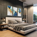 Quadro Decorativo Nórdico c/ Toque Dourado ? Exclusividade Total - quadros decorativos para sala 1 Tela Vertical, 3 Telas - em quarto contemporaneo