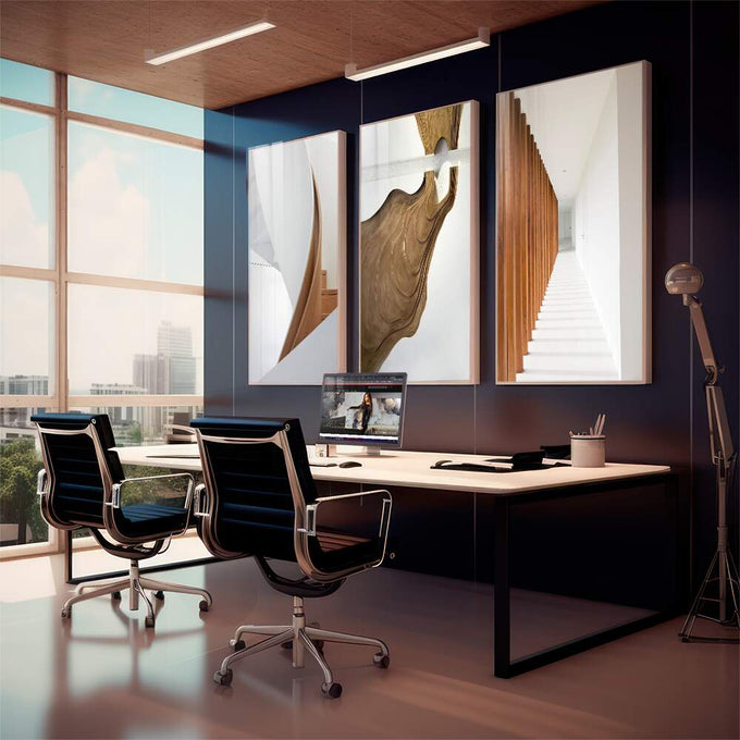 Quadro Decorativo Elegância Espiral Arte e Modernidade - quadros decorativos para sala 1 Tela Vertical, 3 Telas - em living room premium