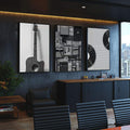 Quadro Decorativo: Paixão Musical Monocromática - quadros decorativos para sala 1 Tela Vertical, 3 Telas - em ambiente decorado