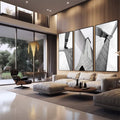 Quadro Decorativo Vibrante Paisagem Urbana - Encante-se! - quadros decorativos 1 Tela Vertical, 3 Telas - em sala moderna