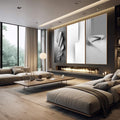 Quadro Decorativo: Elegância Moderna em Preto e Branco - quadros decorativos 1 Tela Vertical, 3 Telas - em escritorio elegante