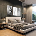 Quadro Decorativo: Elegância Moderna em Preto e Branco - quadros decorativos para sala 1 Tela Vertical, 3 Telas - em living room premium