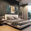 Quadro Decorativo: Luxo Verde e Ouro Art Deco - quadros decorativos 1 Tela Vertical, 3 Telas - em escritorio elegante
