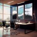 Quadro Decorativo Natureza em Azul - Toque Sereno para o Lar - quadros decorativos 1 Tela Vertical, 3 Telas - em sala moderna
