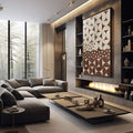 Quadro Decorativo Abstração Geométrica - Elegância Minimalista - quadros decorativos para sala 1 Tela Vertical, 3 Telas - em living room premium