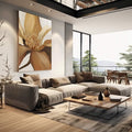 Quadro Decorativo Flor Nórdica: Elegância Única - quadros decorativos 1 Tela Vertical, 3 Telas - em escritorio elegante