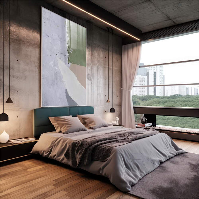 Quadro Decorativo Abstração Vibrante e Iceberg Ártico - quadros decorativos para sala 1 Tela Vertical, 3 Telas - em quarto contemporaneo