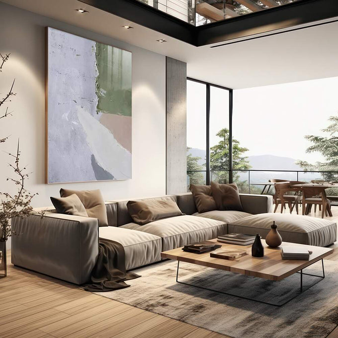 Quadro Decorativo Abstração Vibrante e Iceberg Ártico - quadros decorativos 1 Tela Vertical, 3 Telas - em escritorio elegante