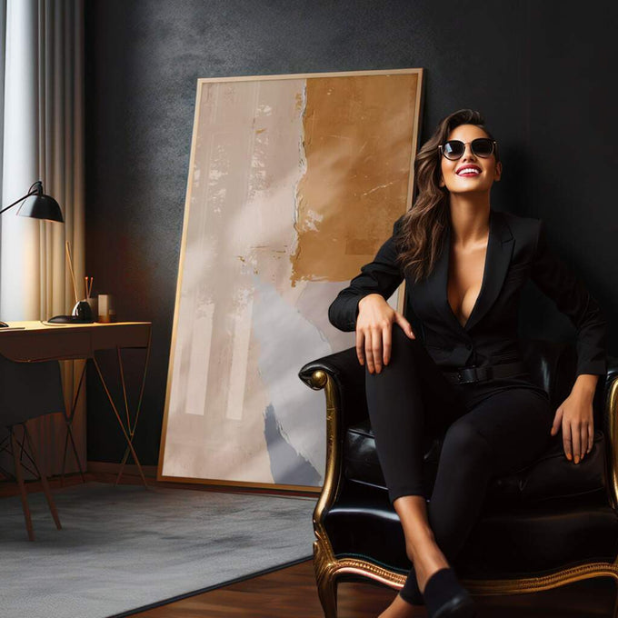 Quadro Decorativo: Abstração e Ternura em Tons Suaves - quadros decorativos para sala 1 Tela Vertical, 3 Telas - em quarto contemporaneo